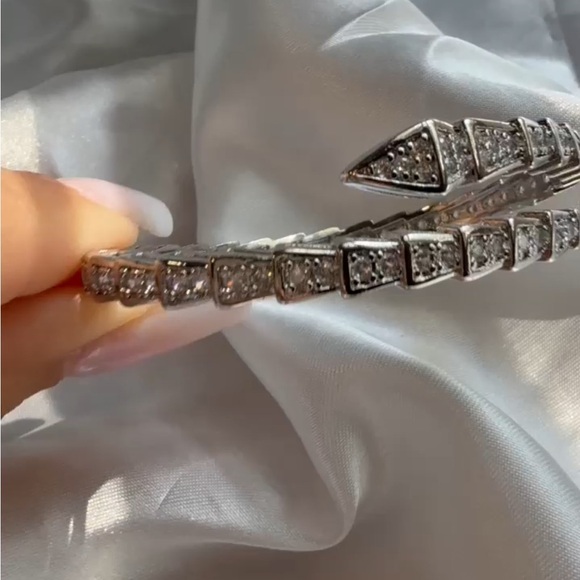 Serpentine serpent snake zircon Silver Women's Bracelet - Picture 9 of 9